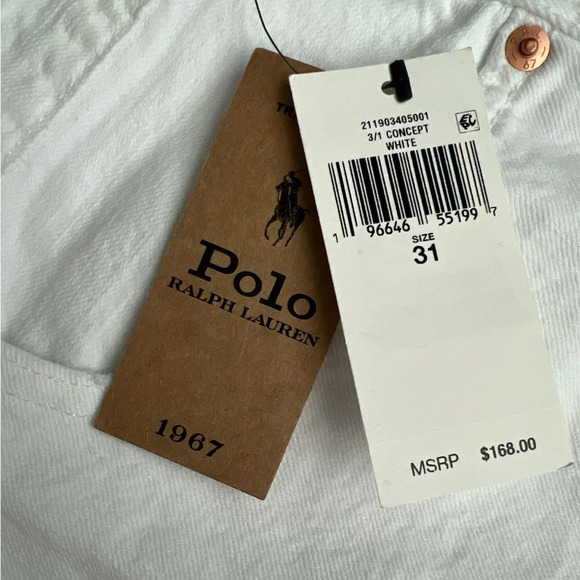 Polo Ralph Lauren Women White Distressed Hem Short Denim Jean Skirt Size 31 - Picture 10 of 13